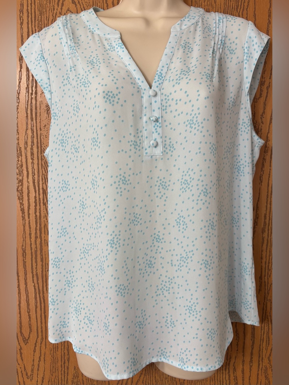 Candie's Light Blue Dot-Print Cap Sleeve Blouse
